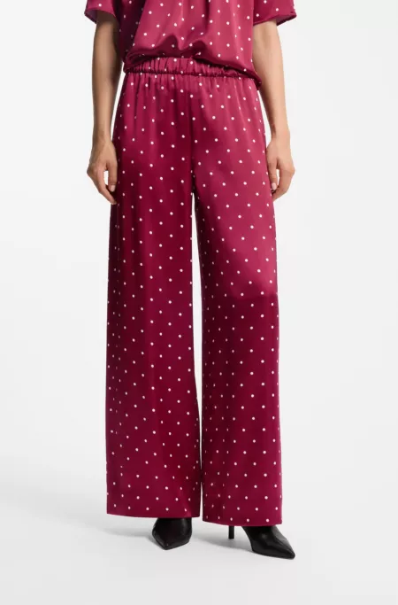 Pantalon Relaxed en satin imprimé à pois