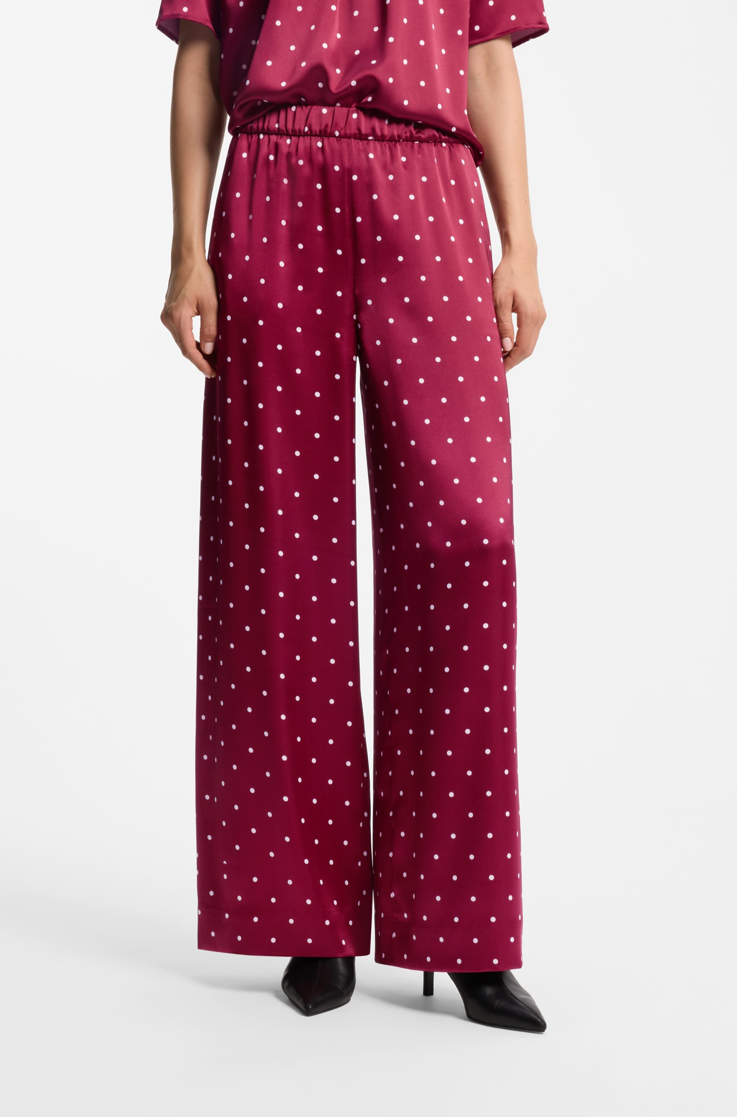Hugo Relaxed-fit trousers in satin with polka-dot print byxor dam