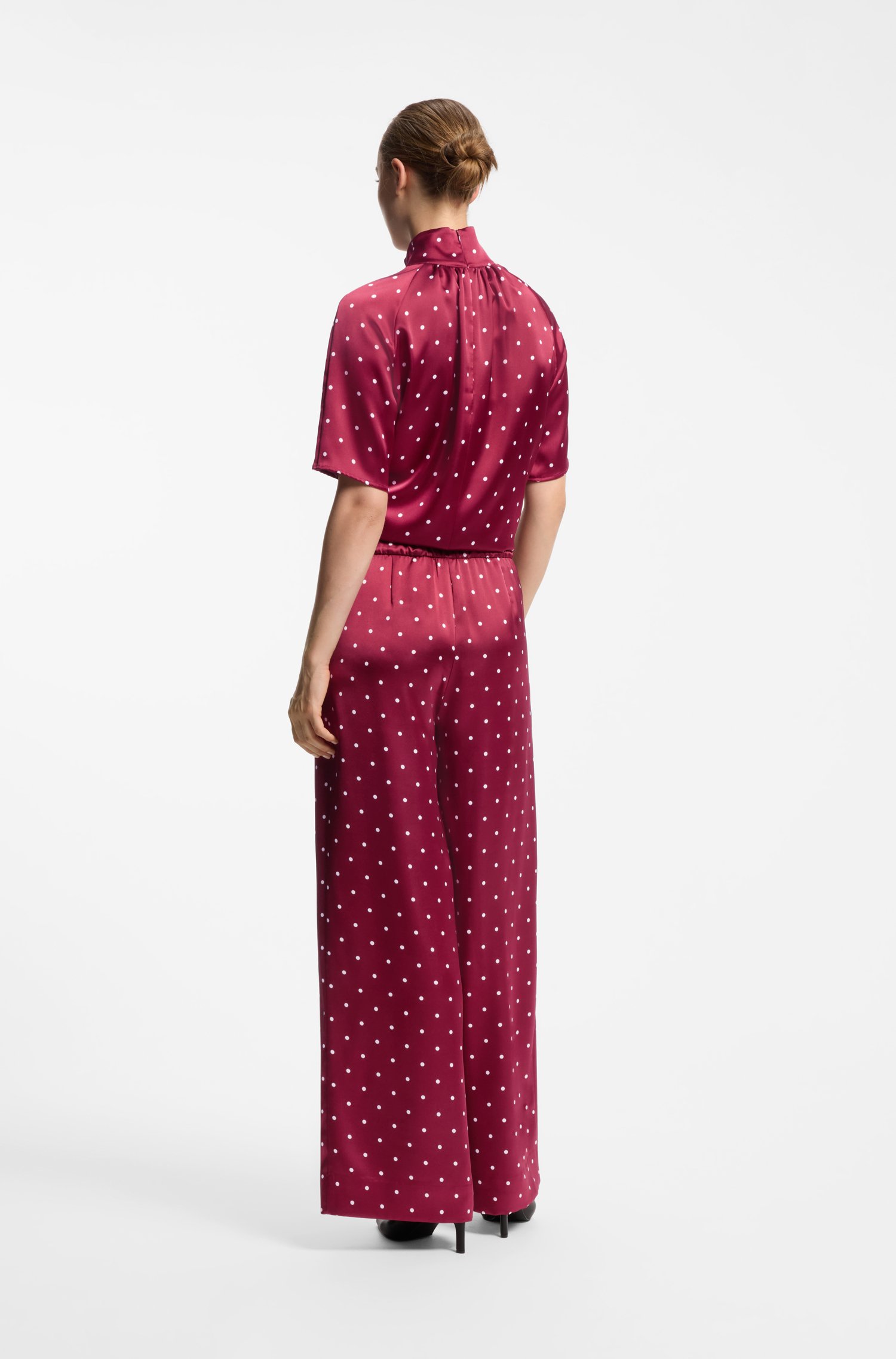 Hugo Relaxed-fit trousers in satin with polka-dot print byxor dam – bild 2