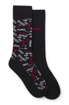 Two-pack of cotton-blend logo socks, Black