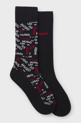 Two-pack of cotton-blend logo socks, Black
