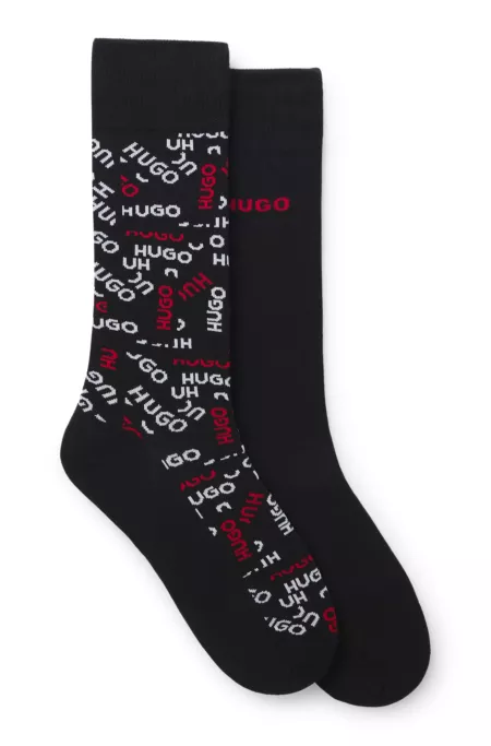 Two-pack of cotton-blend logo socks