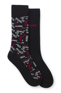 Two-pack of cotton-blend logo socks, Black