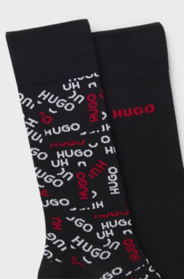 Two-pack of cotton-blend logo socks, Black