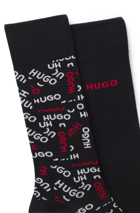 Two-pack of cotton-blend logo socks