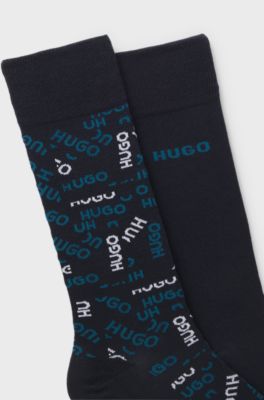 Two-pack of cotton-blend logo socks, Dark Blue