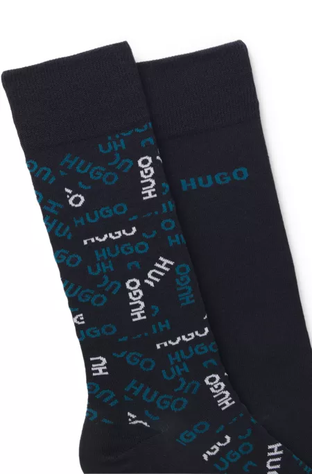 Two-pack of cotton-blend logo socks