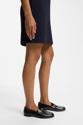 Leather loafers with chain trim and logo detail, Black