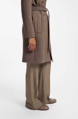 Leather loafers with chain trim and logo detail, Brown