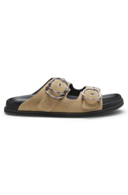 Boss Suede slides with twin buckled straps sandaler dam – bild 3