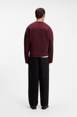 Relaxed-fit sweatshirt with embroidered chest artwork, Dark Red