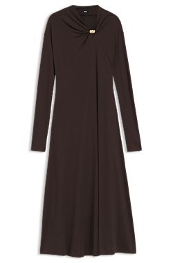Draped-neck maxi dress with hardware detail