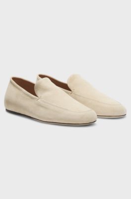Suede loafers with leather outsole, Light Beige