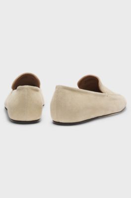 Suede loafers with leather outsole, Light Beige