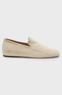 Suede loafers with leather outsole, Light Beige