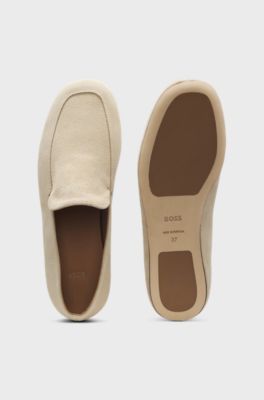 Suede loafers with leather outsole, Light Beige