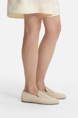 Suede loafers with leather outsole, Light Beige