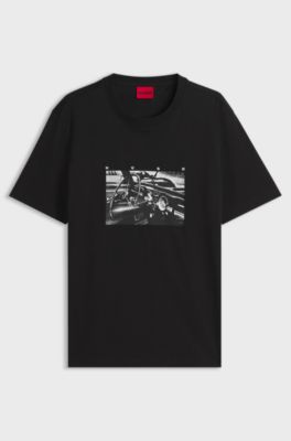 Relaxed-fit T-shirt in cotton with graphic print, Black