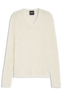 BOSS - Relaxed-fit rib-knit linen sweater - Natural