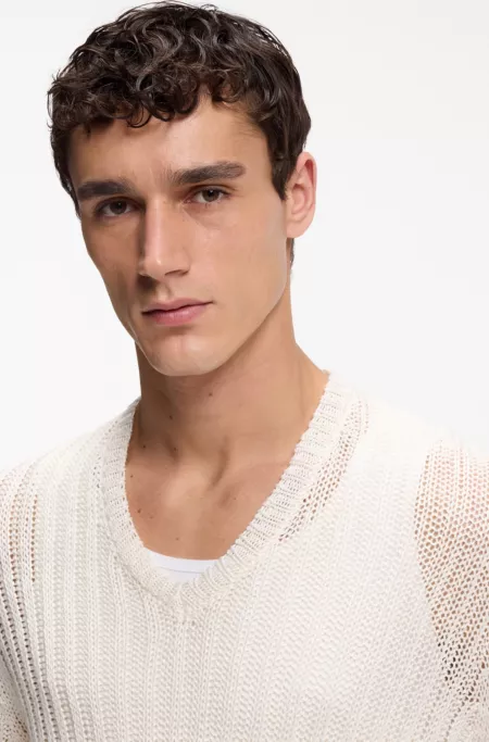 Relaxed-fit rib-knit linen sweater