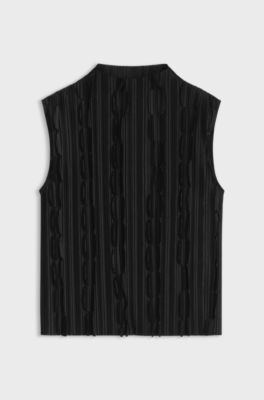 Sleeveless pliss&eacute; top, Black