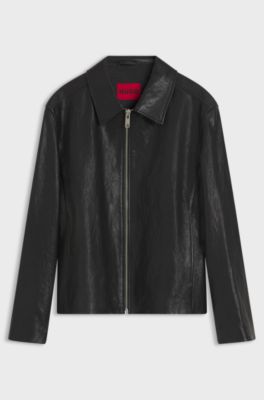 Regular-fit jacket in nappa leather, Black