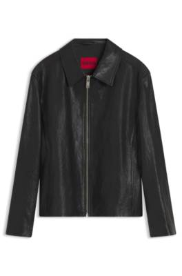 Hugo Regular-fit jacket in nappa leather skinnjackor herr – bild 4