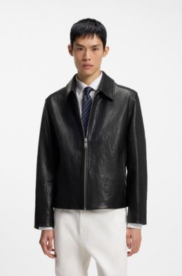 Regular-fit jacket in nappa leather, Black
