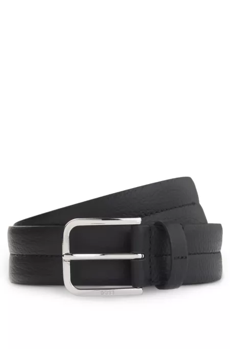 Ceinture Business en cuir avec boucle en argent poli