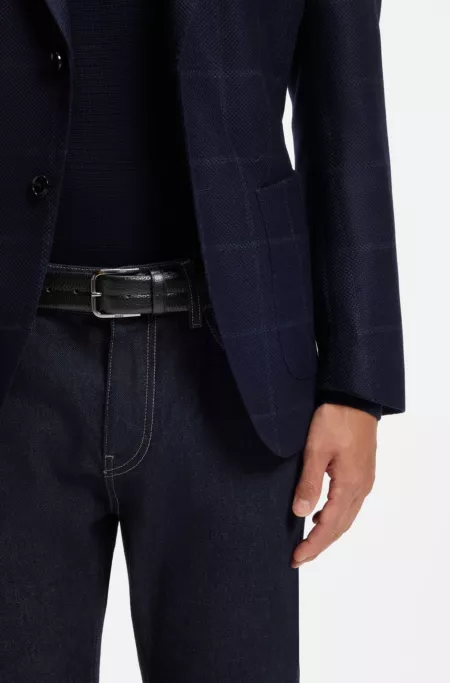 Ceinture Business en cuir avec boucle en argent poli