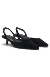 Kitten-heel slingbacks in suede, Black