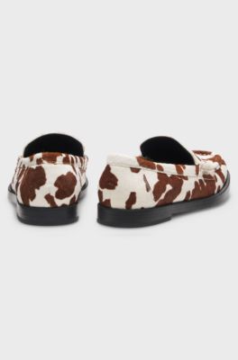Semi-squared loafers with tonal hardware, Brown / Beige