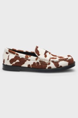 Semi-squared loafers with tonal hardware, Brown / Beige