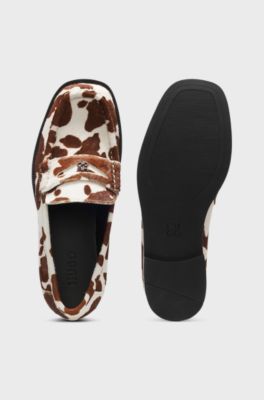 Semi-squared loafers with tonal hardware, Brown / Beige