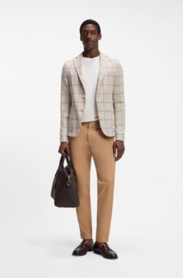 Slim-fit jacket in checked cloth, Natural