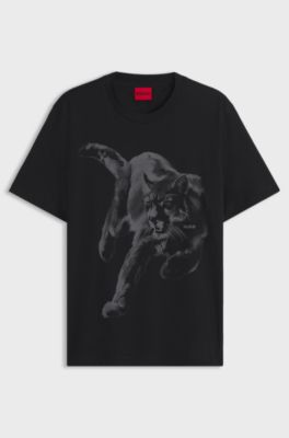 T-shirt in jersey di cotone con stampa grafica, Nero