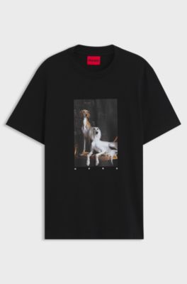 T-shirt in jersey di cotone con stampa grafica, Nero
