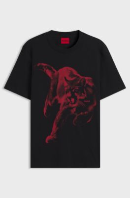 Cotton-jersey T-shirt with graphic print, Black