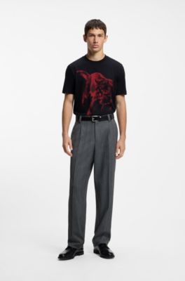 Cotton-jersey T-shirt with graphic print, Black