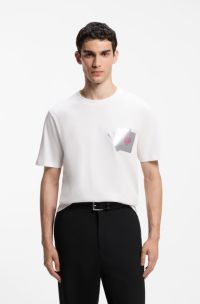 Cotton T-shirt with playing card foil graphic, Natural