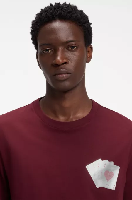 T-Shirt aus Baumwolle mit Spielkarten-Foliengrafik
