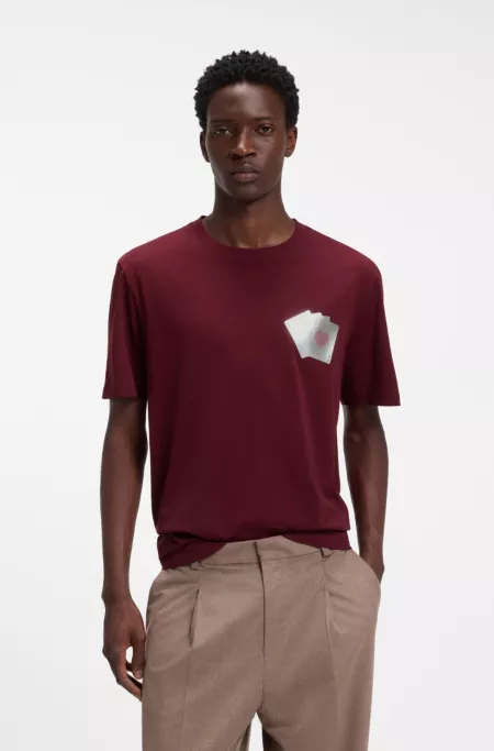 T-Shirt aus Baumwolle mit Spielkarten-Foliengrafik