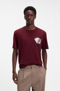 Cotton T-shirt with playing card foil graphic, Dark Red