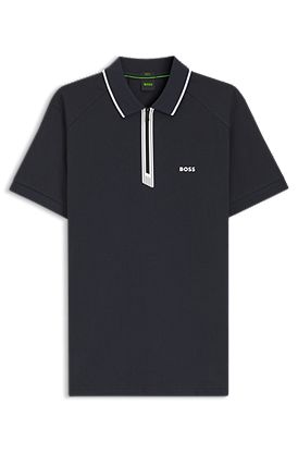 Slim-fit polo shirt with a zip placket