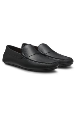 Tumbled-leather loafers with driver sole