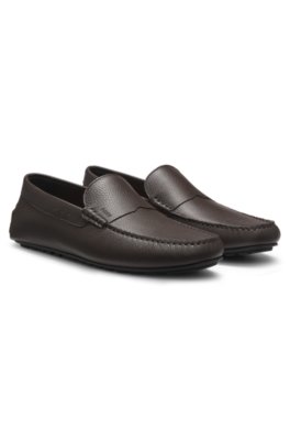 Tumbled-leather loafers with driver sole