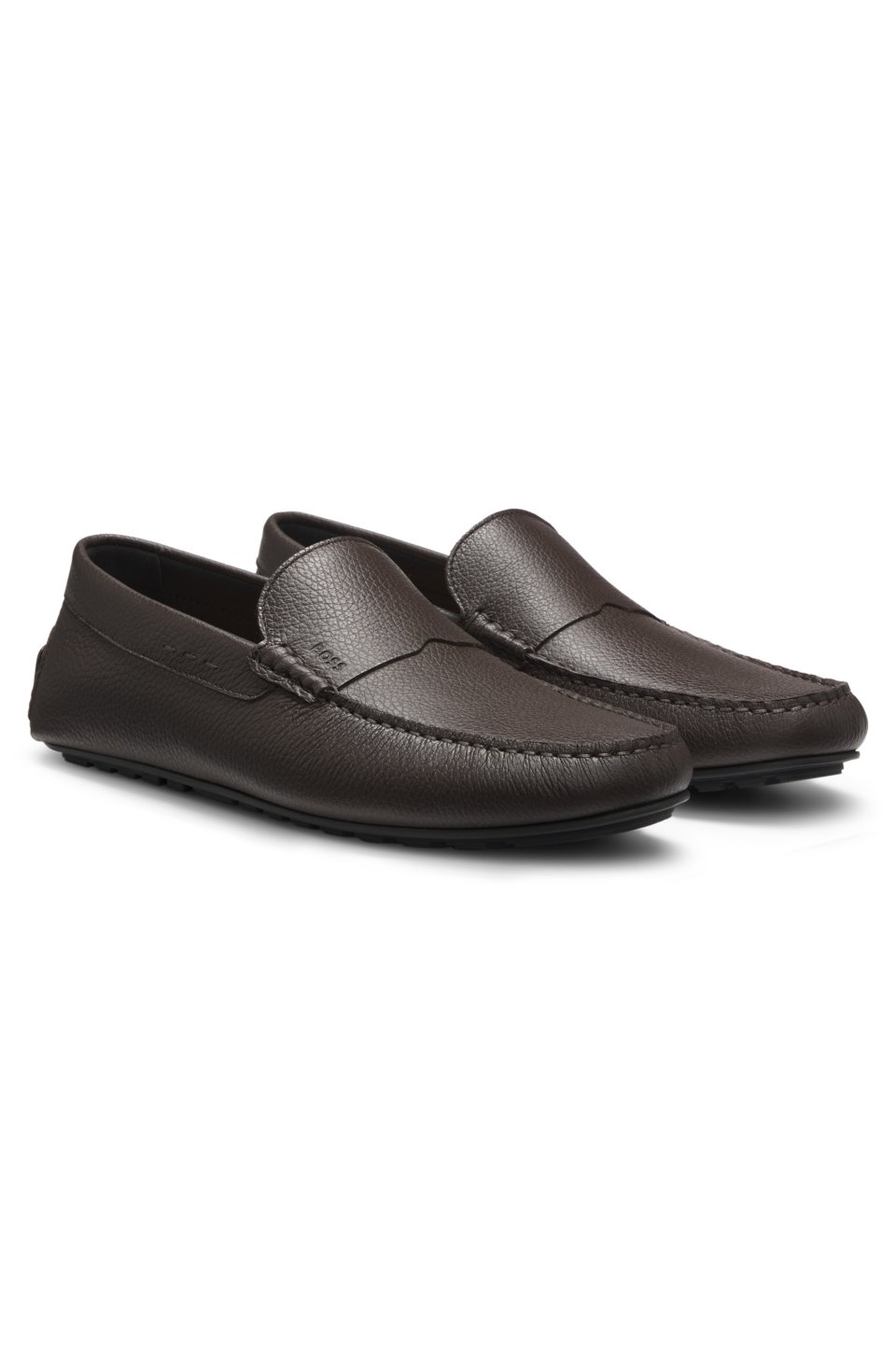 Tumbled-leather loafers with driver sole