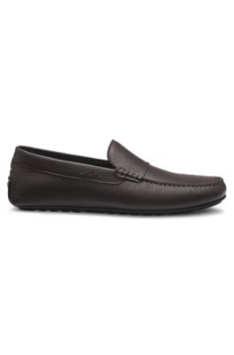 Tumbled-leather loafers with driver sole 3