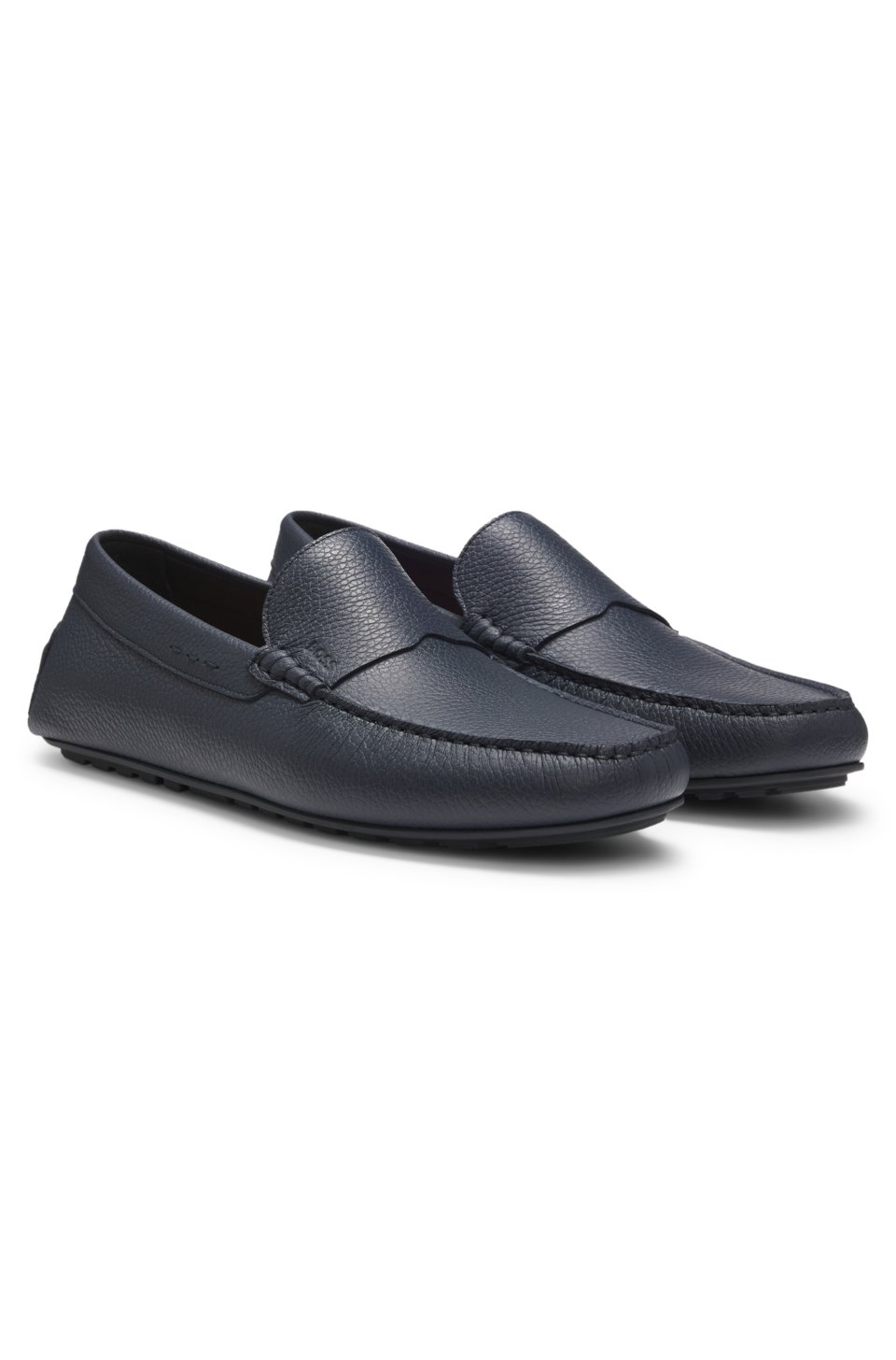 Tumbled-leather loafers with driver sole