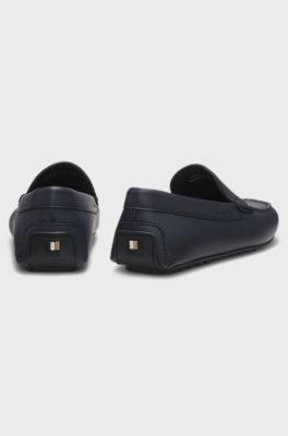 Tumbled-leather loafers with driver sole, Dark Blue
